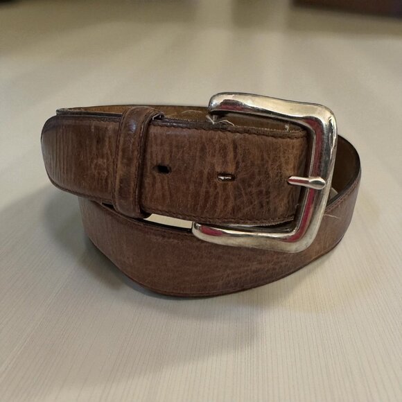 Vintage Resistol RI20130GN Bull Calf Leather Belt Solid Brass Buckle Brown 38 - Picture 1 of 10